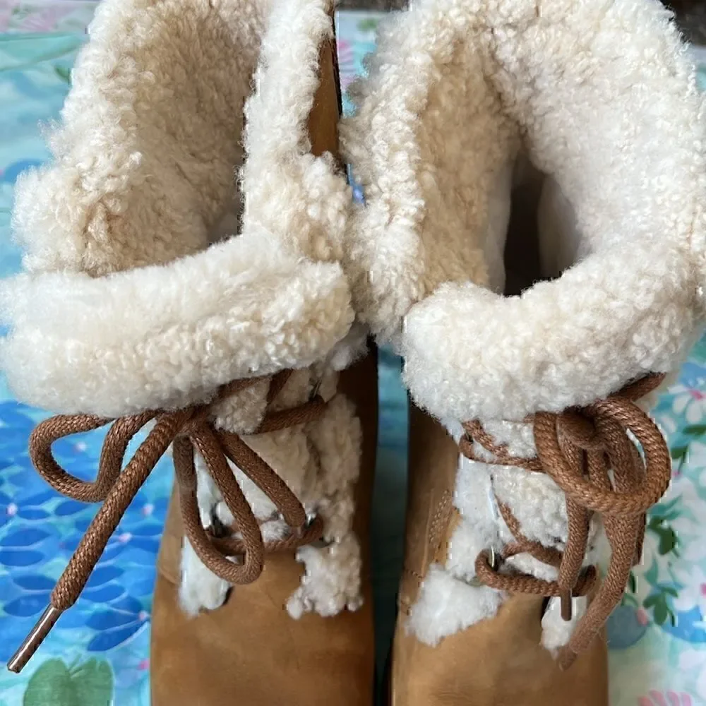 Sorel Joan of Arctic Wedge II Sherpa Tie Boots - 8 Camel - Picture 6 of 16